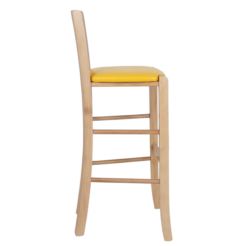 Scaun Paesana bar - cadru natur - imitatie piele galben - 22168 Scaun Paesana bar - cadru natur - imitatie piele galben - 22168