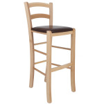 Scaun Paesana bar - cadru natur - imitatie piele maro - 15611