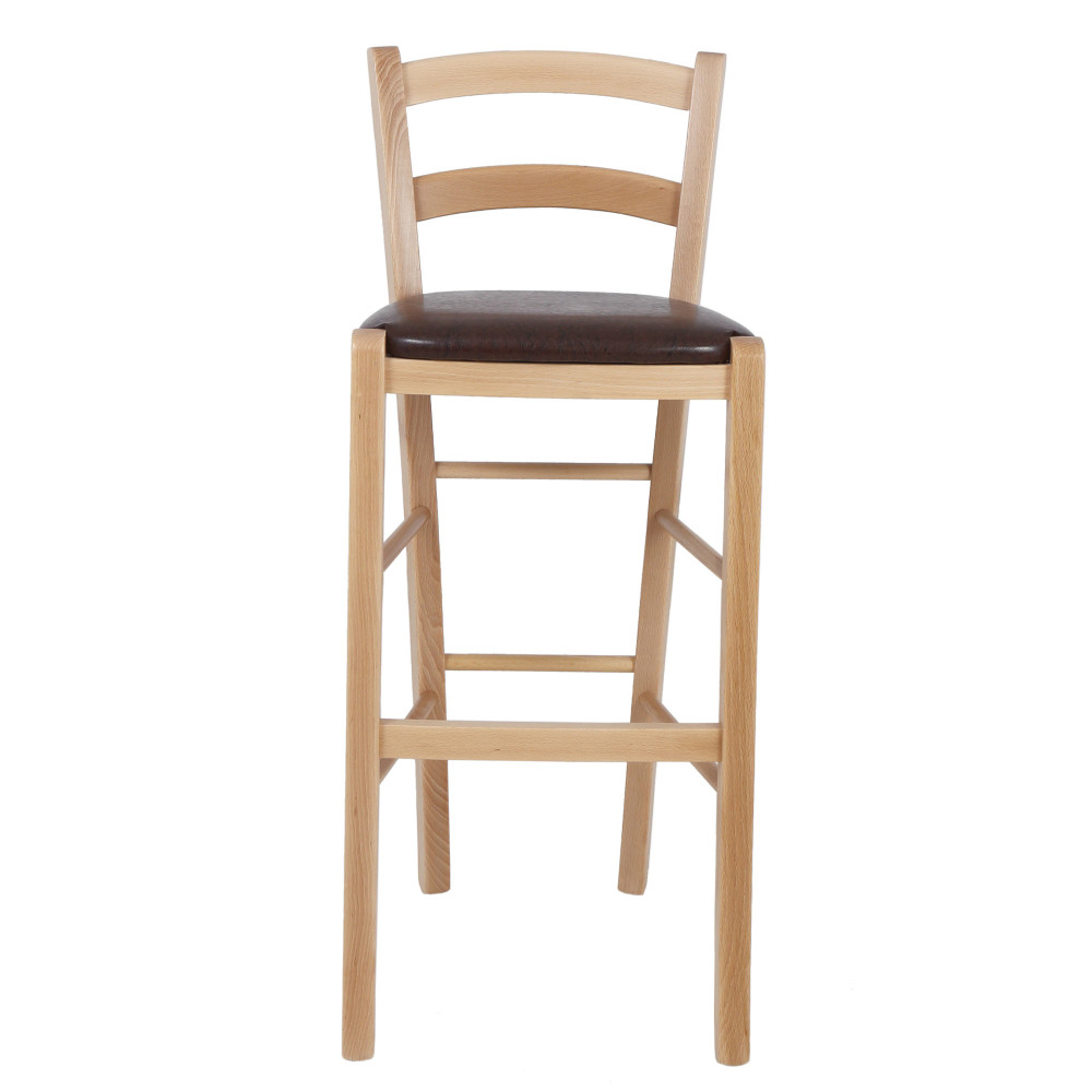 Scaun Paesana bar - cadru natur - imitatie piele maro - 15611 Scaun Paesana bar - cadru natur - imitatie piele maro - 15611