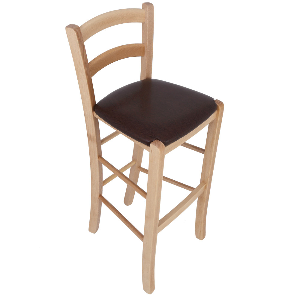 Scaun Paesana bar - cadru natur - imitatie piele maro - 15611 Scaun Paesana bar - cadru natur - imitatie piele maro - 15611