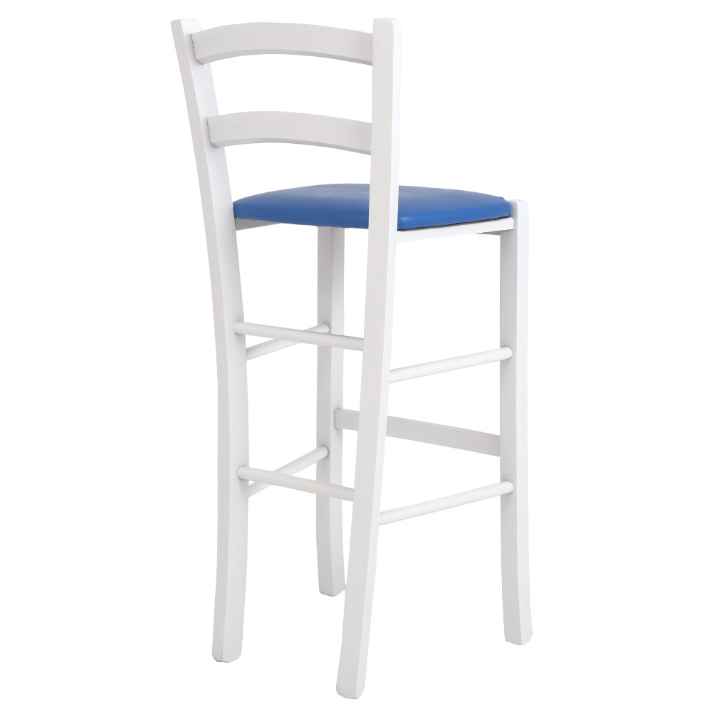 Scaun Paesana bar - cadru alb - imitatie piele albastru - 21898 Scaun Paesana bar - cadru alb - imitatie piele albastru - 21898