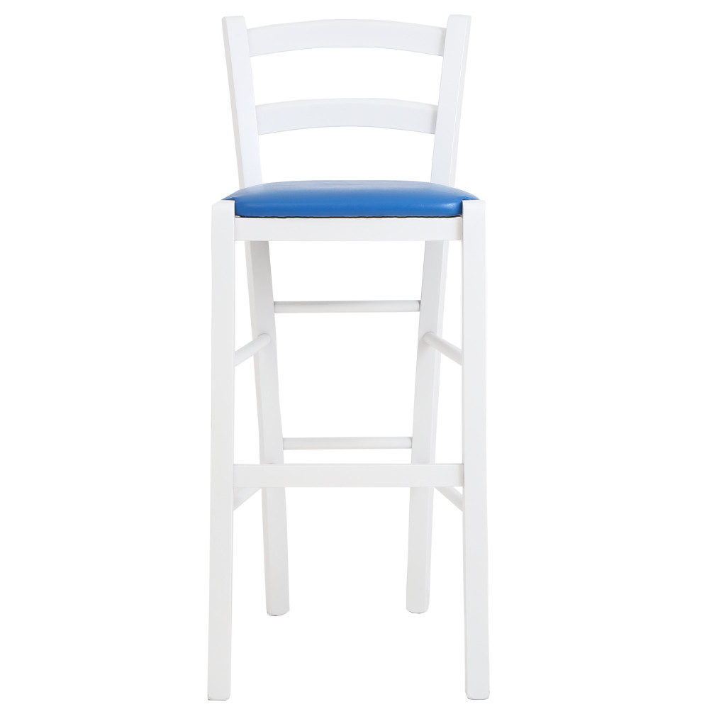 Scaun Paesana bar - cadru alb - imitatie piele albastru - 21898 Scaun Paesana bar - cadru alb - imitatie piele albastru - 21898