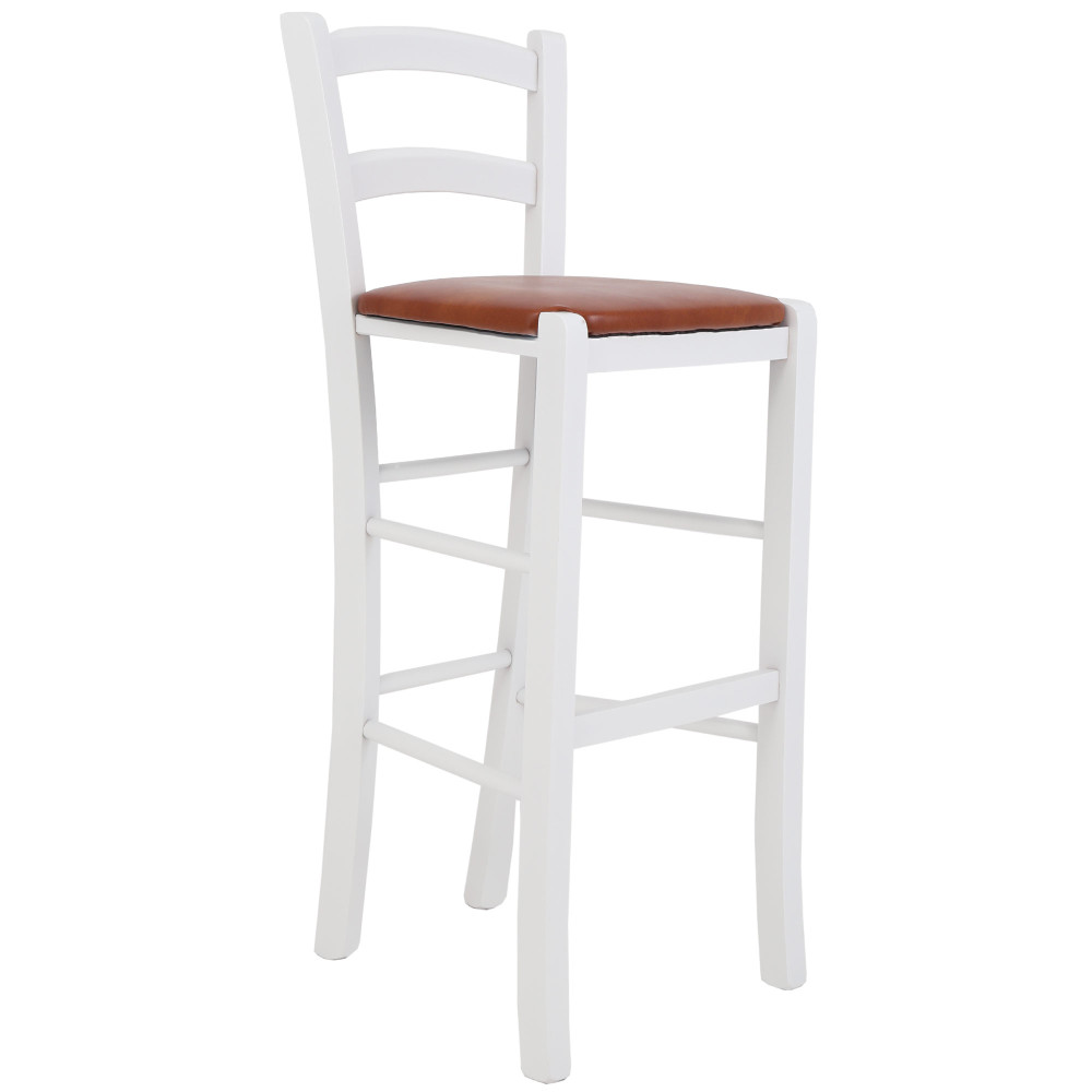 Scaun Paesana bar - cadru alb - imitatie piele coniac - 8070 Scaun Paesana bar - cadru alb - imitatie piele coniac - 8070