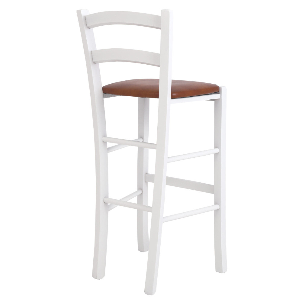 Scaun Paesana bar - cadru alb - imitatie piele coniac - 8070 Scaun Paesana bar - cadru alb - imitatie piele coniac - 8070