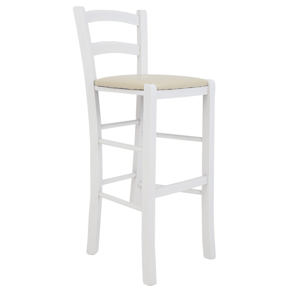 Scaun Paesana bar - cadru alb - imitatie piele crem - 21834 Scaun Paesana bar - cadru alb - imitatie piele crem - 21834