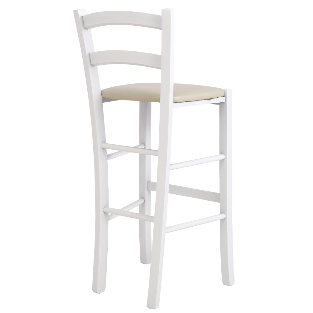 Scaun Paesana bar - cadru alb - imitatie piele crem - 21834 Scaun Paesana bar - cadru alb - imitatie piele crem - 21834