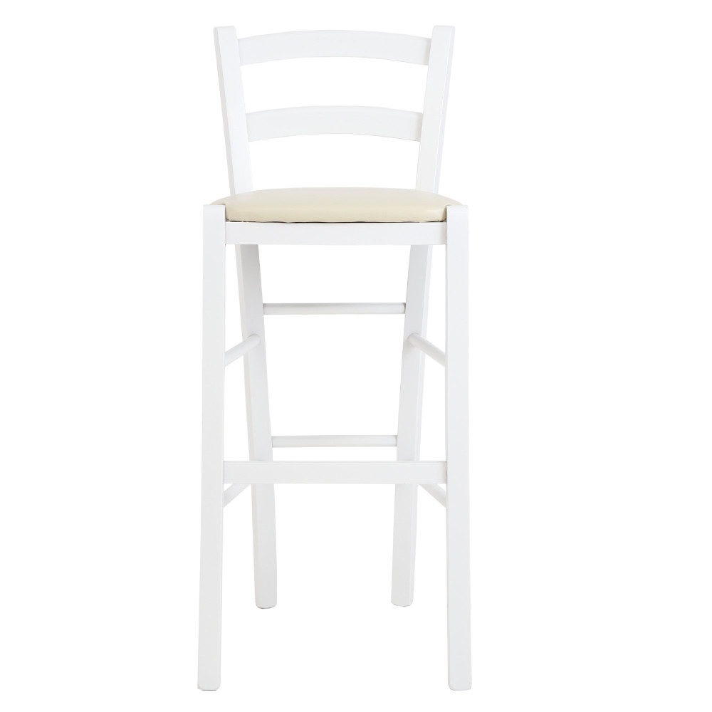 Scaun Paesana bar - cadru alb - imitatie piele crem - 21834 Scaun Paesana bar - cadru alb - imitatie piele crem - 21834