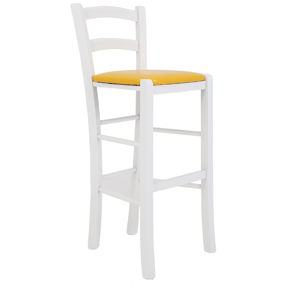 Scaun Paesana bar - cadru alb - imitatie piele galben - 22168 Scaun Paesana bar - cadru alb - imitatie piele galben - 22168
