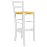 Scaun Paesana bar - cadru alb - imitatie piele galben - 22168