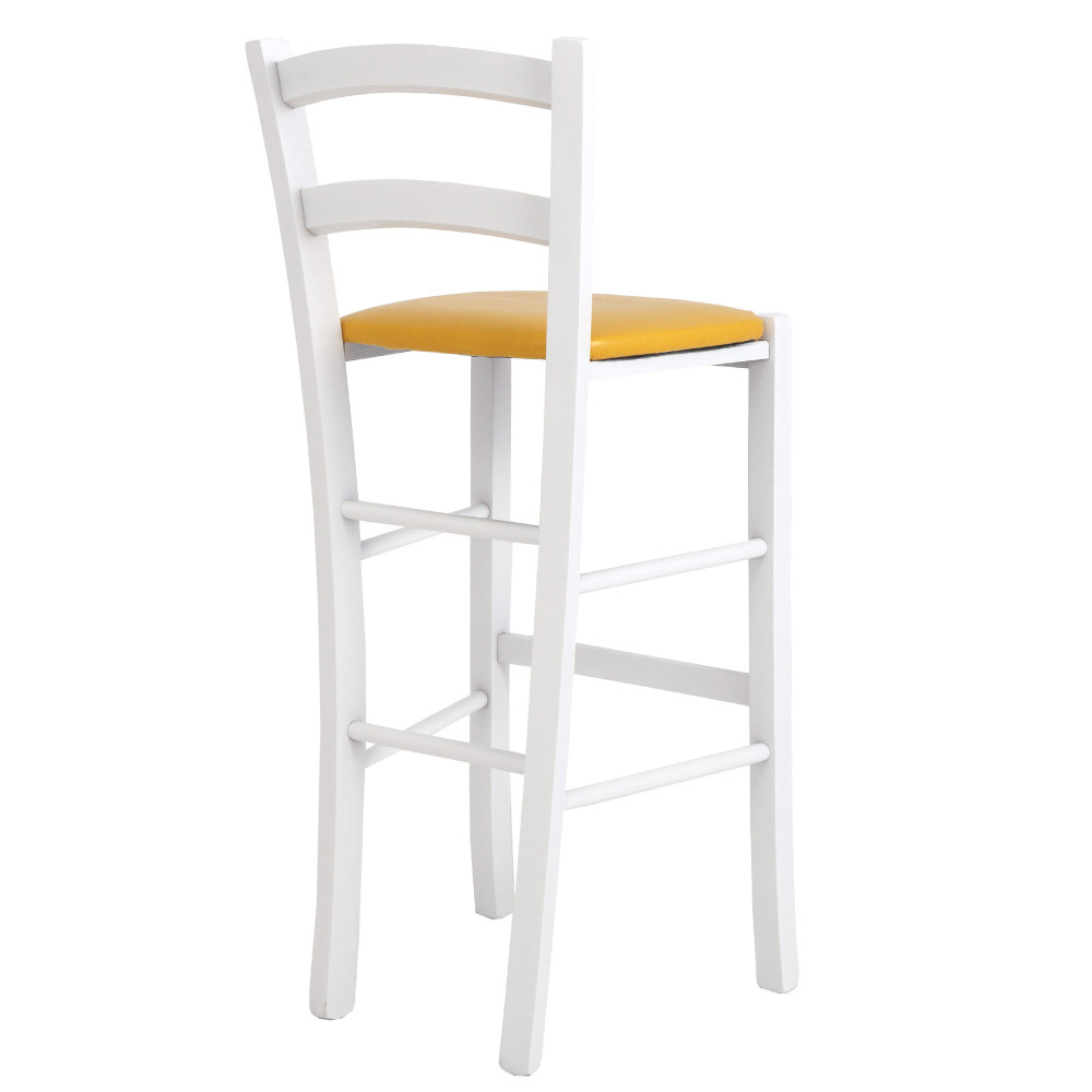 Scaun Paesana bar - cadru alb - imitatie piele galben - 22168 Scaun Paesana bar - cadru alb - imitatie piele galben - 22168