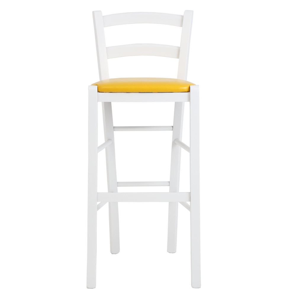 Scaun Paesana bar - cadru alb - imitatie piele galben - 22168 Scaun Paesana bar - cadru alb - imitatie piele galben - 22168