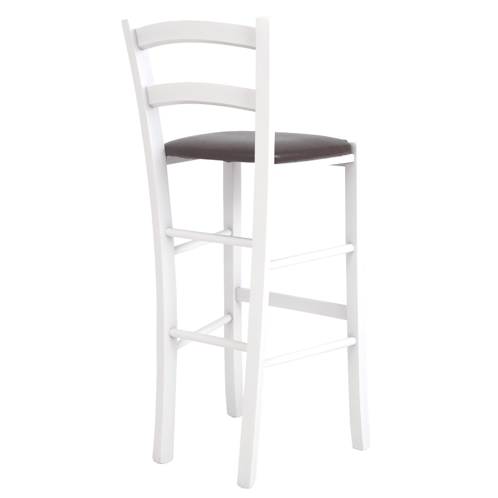 Scaun Paesana bar - cadru alb - imitatie piele maro - 15611 Scaun Paesana bar - cadru alb - imitatie piele maro - 15611