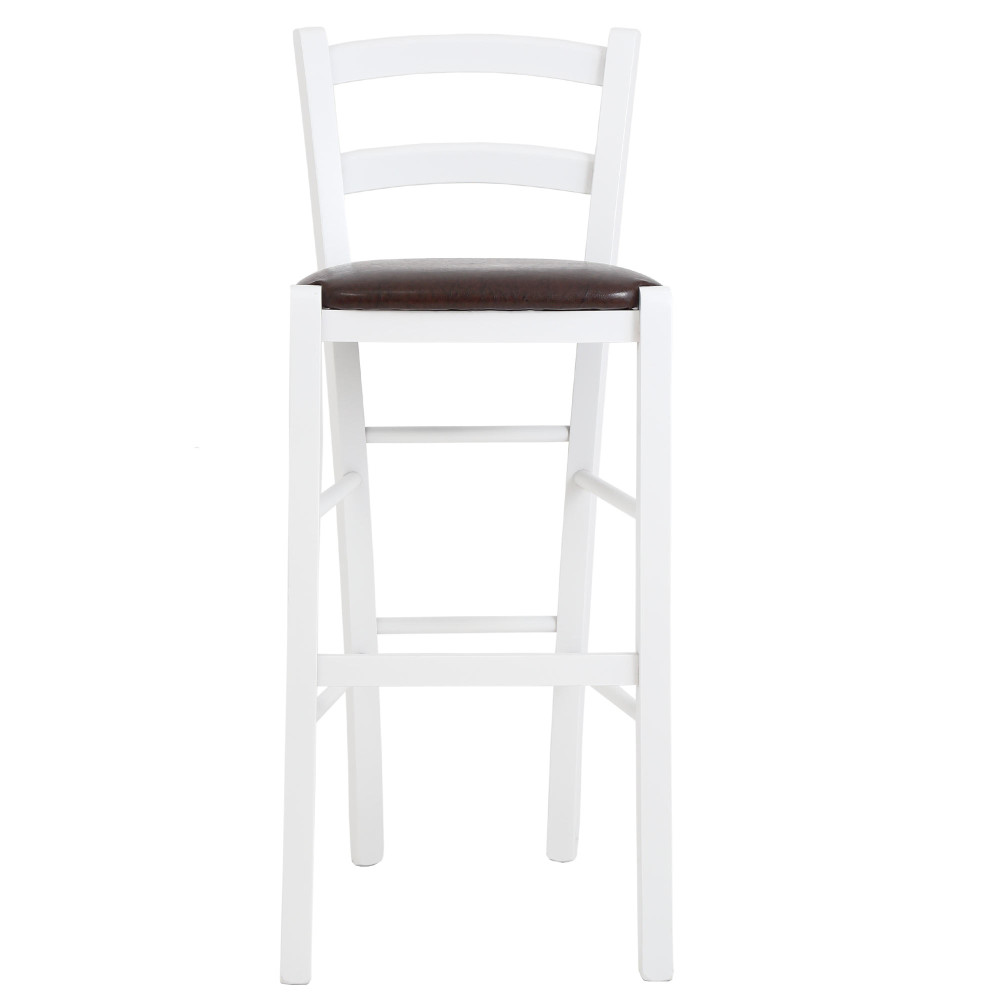 Scaun Paesana bar - cadru alb - imitatie piele maro - 15611 Scaun Paesana bar - cadru alb - imitatie piele maro - 15611