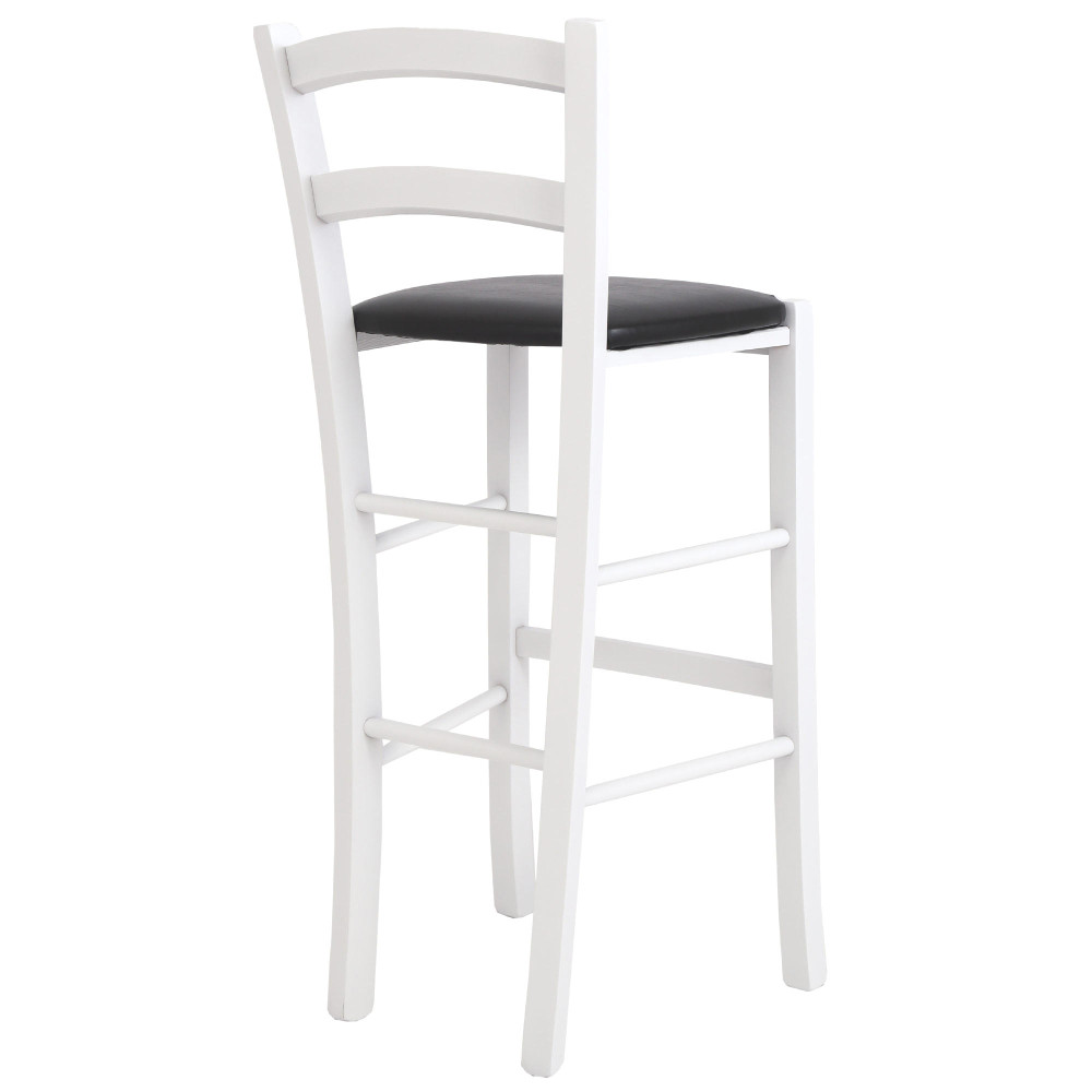 Scaun Paesana bar - cadru alb - imitatie piele negru - 21901 Scaun Paesana bar - cadru alb - imitatie piele negru - 21901