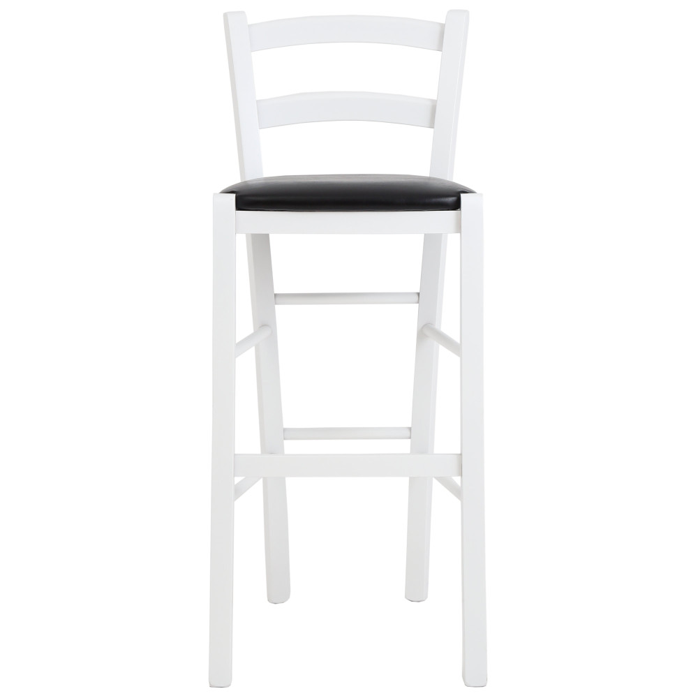 Scaun Paesana bar - cadru alb - imitatie piele negru - 21901 Scaun Paesana bar - cadru alb - imitatie piele negru - 21901