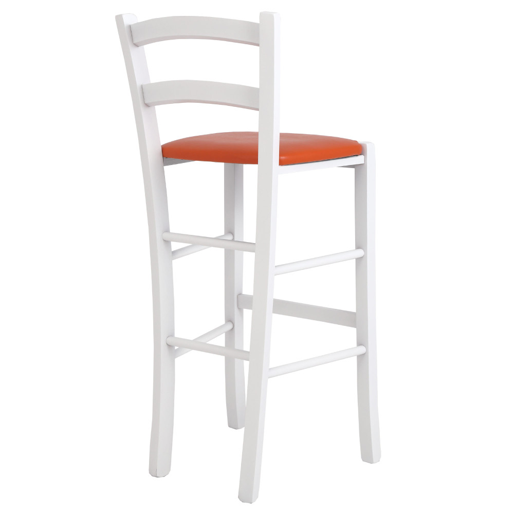 Scaun Paesana bar - cadru alb - imitatie piele portocaliu - 21895 Scaun Paesana bar - cadru alb - imitatie piele portocaliu - 21895