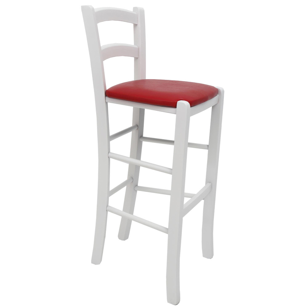 Scaun Paesana bar - cadru alb - imitatie piele rosu - 21900 Scaun Paesana bar - cadru alb - imitatie piele rosu - 21900