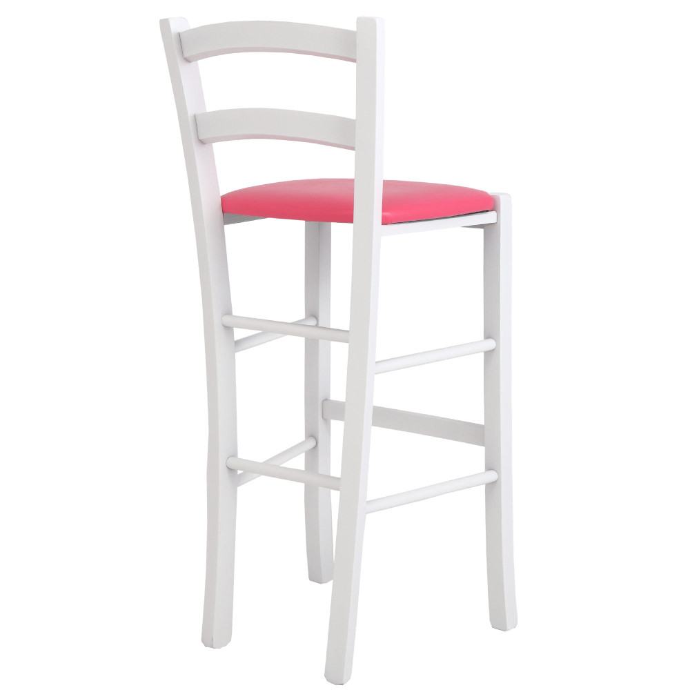 Scaun Paesana bar - cadru alb - imitatie piele roz - 21896 Scaun Paesana bar - cadru alb - imitatie piele roz - 21896