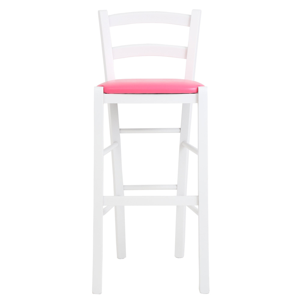 Scaun Paesana bar - cadru alb - imitatie piele roz - 21896 Scaun Paesana bar - cadru alb - imitatie piele roz - 21896