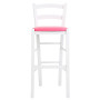 Scaun Paesana bar - cadru alb - imitatie piele roz - 21896 Scaun Paesana bar - cadru alb - imitatie piele roz - 21896