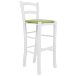 Scaun Paesana bar - cadru alb - imitatie piele verde - 21899