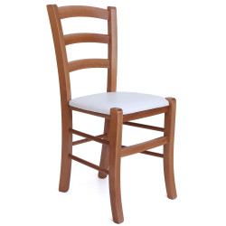 Scaun Paesana - cadru cires - imitatie piele alb - 21894 Scaun Paesana - cadru cires - imitatie piele alb - 21894