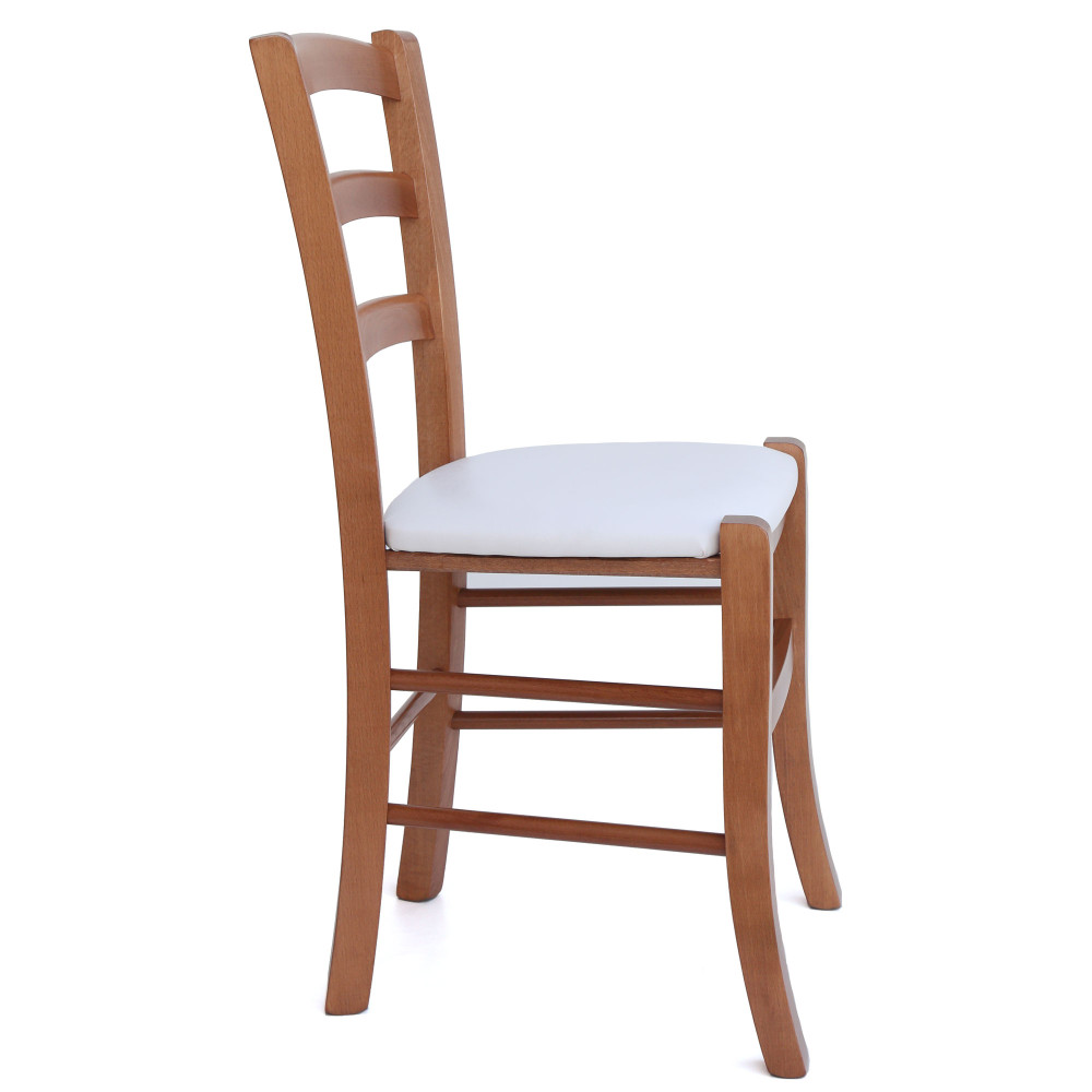 Scaun Paesana - cadru cires - imitatie piele alb - 21894 Scaun Paesana - cadru cires - imitatie piele alb - 21894