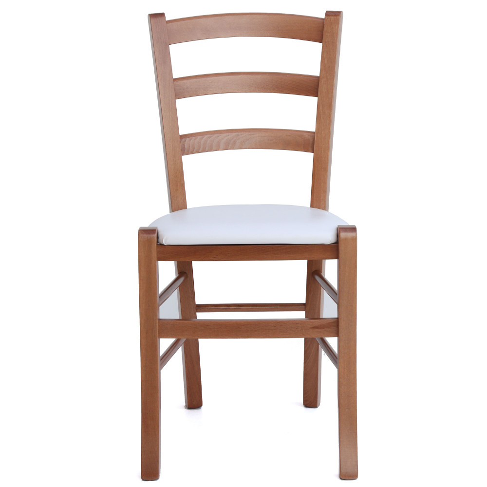 Scaun Paesana - cadru cires - imitatie piele alb - 21894 Scaun Paesana - cadru cires - imitatie piele alb - 21894
