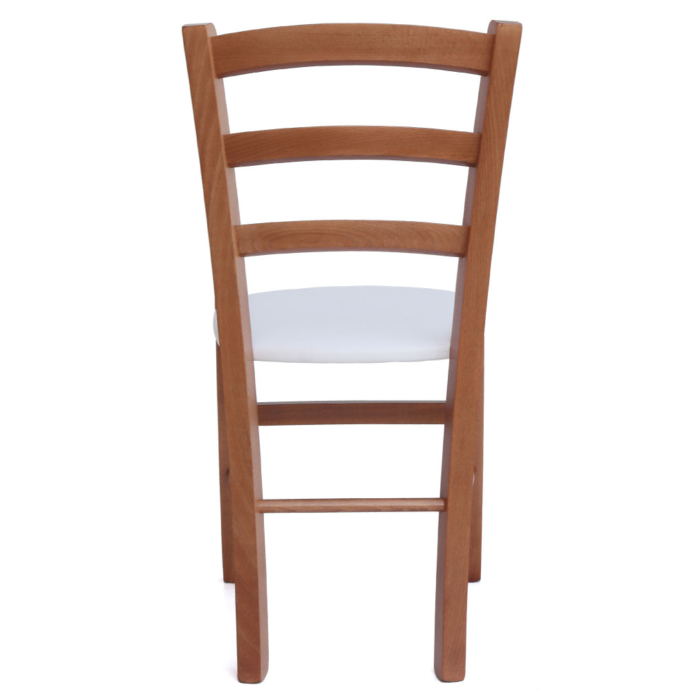 Scaun Paesana - cadru cires - imitatie piele alb - 21894 Scaun Paesana - cadru cires - imitatie piele alb - 21894