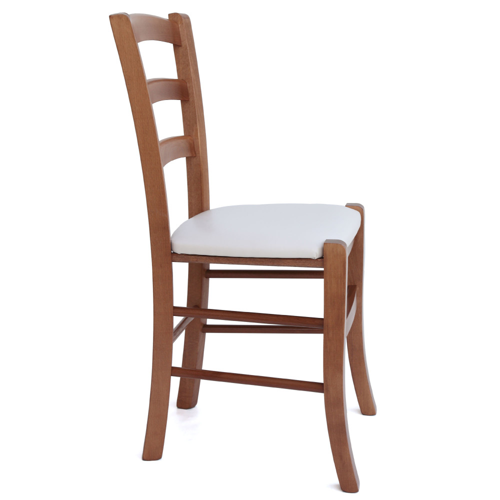 Scaun Paesana - cadru cires - imitatie piele crem - 21834 Scaun Paesana - cadru cires - imitatie piele crem - 21834