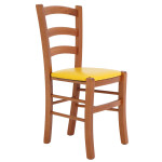 Scaun Paesana - cadru cires - imitatie piele galben - 22168