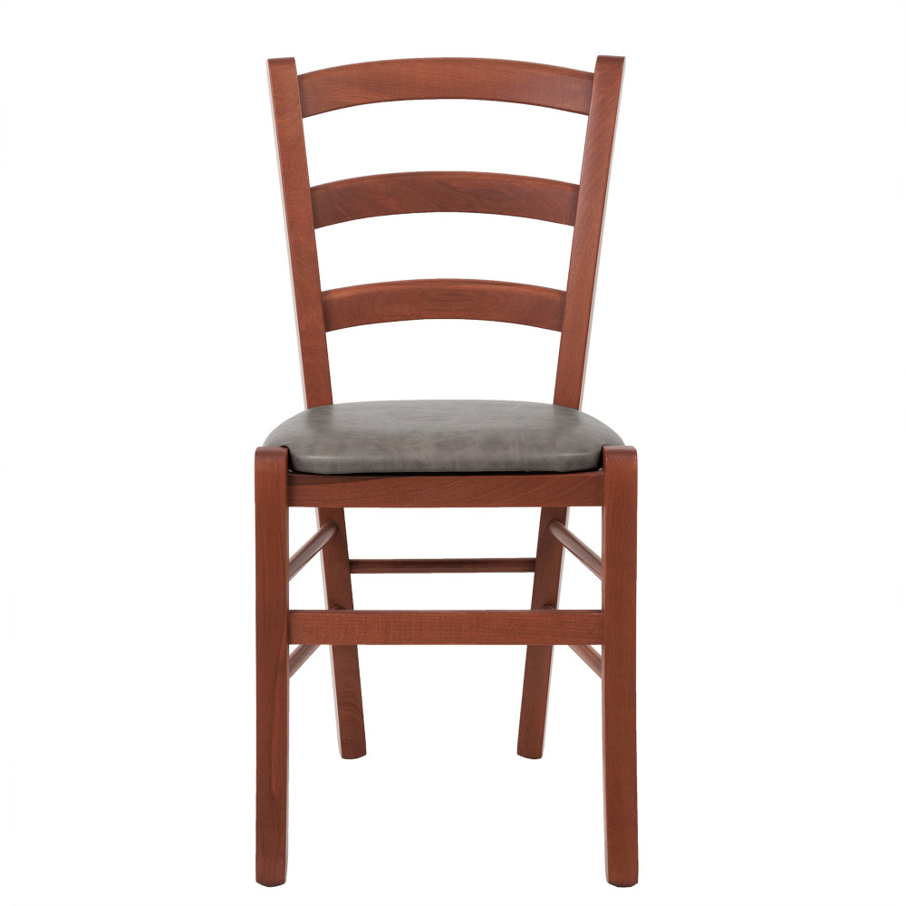 Scaun Paesana - cadru cires - imitatie piele gri - 62019 Scaun Paesana - cadru cires - imitatie piele gri - 62019