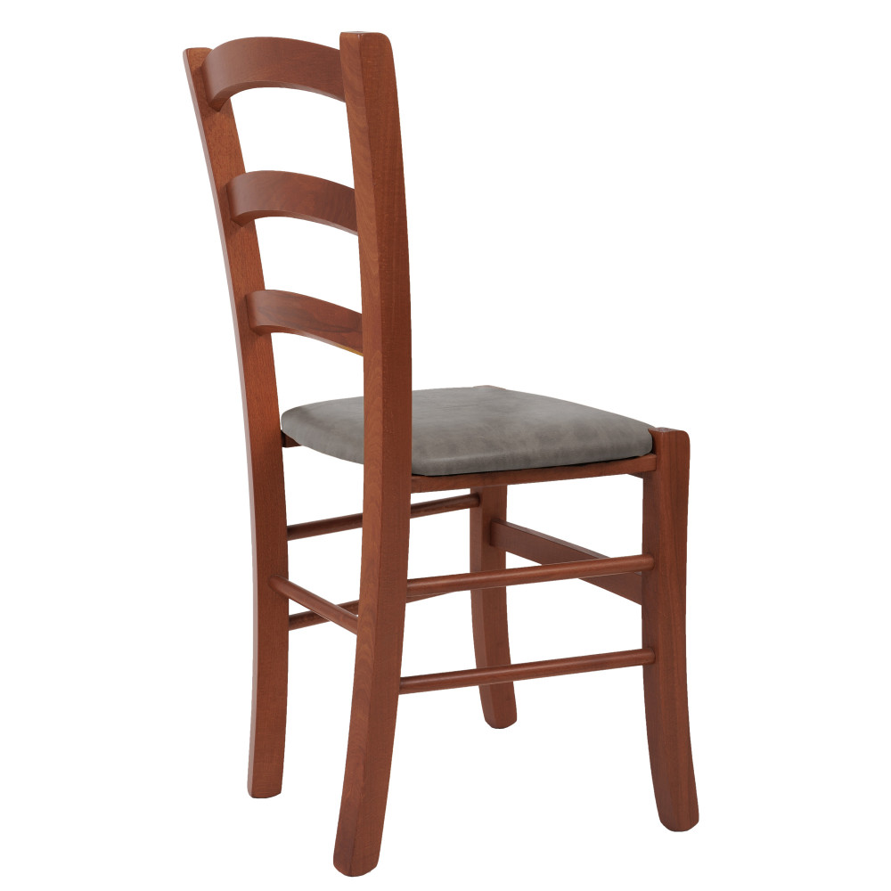 Scaun Paesana - cadru cires - imitatie piele gri - 62019 Scaun Paesana - cadru cires - imitatie piele gri - 62019