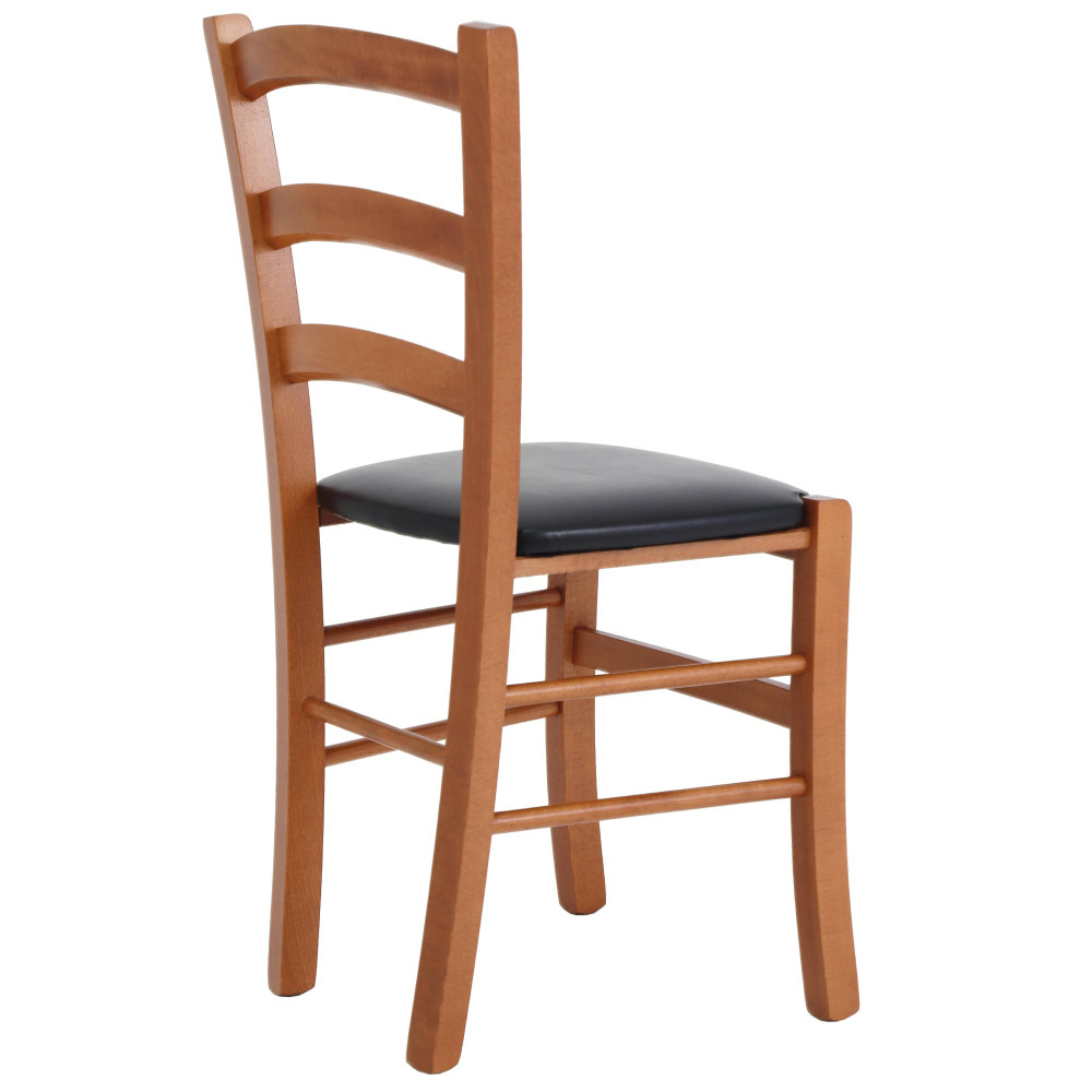 Scaun Paesana - cadru cires - imitatie piele negru - 21901 Scaun Paesana - cadru cires - imitatie piele negru - 21901