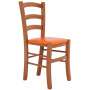 Scaun Paesana - cadru cires - imitatie piele portocaliu - 21895 Scaun Paesana - cadru cires - imitatie piele portocaliu - 21895