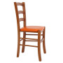 Scaun Paesana - cadru cires - imitatie piele portocaliu - 21895 Scaun Paesana - cadru cires - imitatie piele portocaliu - 21895