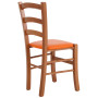 Scaun Paesana - cadru cires - imitatie piele portocaliu - 21895 Scaun Paesana - cadru cires - imitatie piele portocaliu - 21895