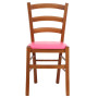 Scaun Paesana - cadru cires - imitatie piele roz - 21896 Scaun Paesana - cadru cires - imitatie piele roz - 21896