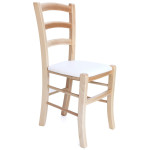 Scaun Paesana - cadru natur - imitatie piele alb - 21894