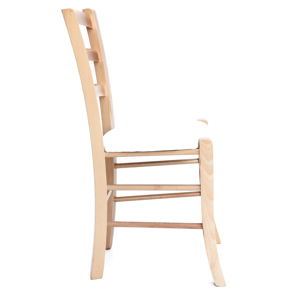 Scaun Paesana - cadru natur - imitatie piele alb - 21894 Scaun Paesana - cadru natur - imitatie piele alb - 21894