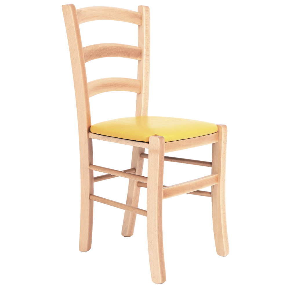 Scaun Paesana - cadru natur - imitatie piele galben - 22168 Scaun Paesana - cadru natur - imitatie piele galben - 22168