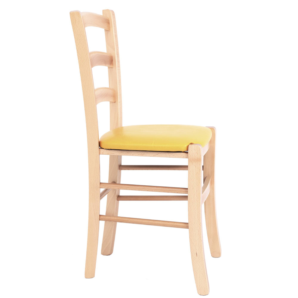Scaun Paesana - cadru natur - imitatie piele galben - 22168 Scaun Paesana - cadru natur - imitatie piele galben - 22168