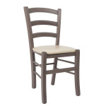 Scaun Paesana - cadru gri - imitatie piele crem - 21834