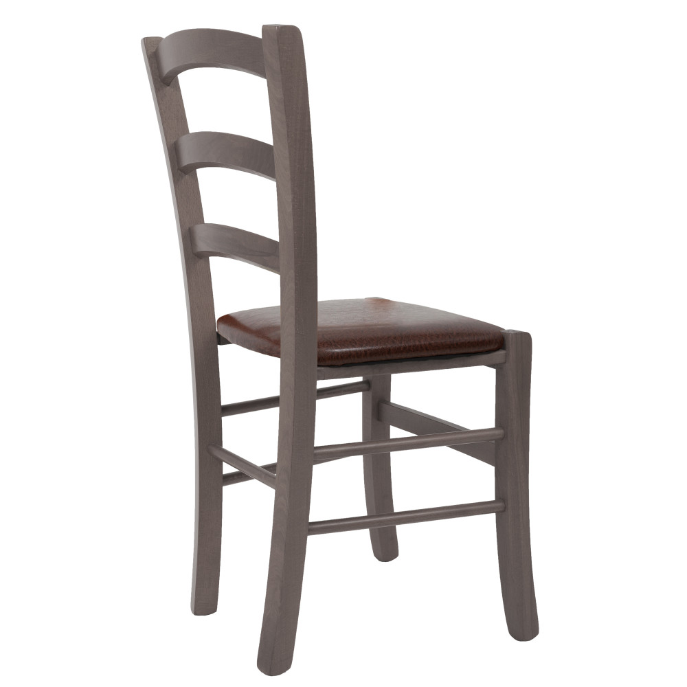 Scaun Paesana - cadru gri - imitatie piele maro - 15611 Scaun Paesana - cadru gri - imitatie piele maro - 15611