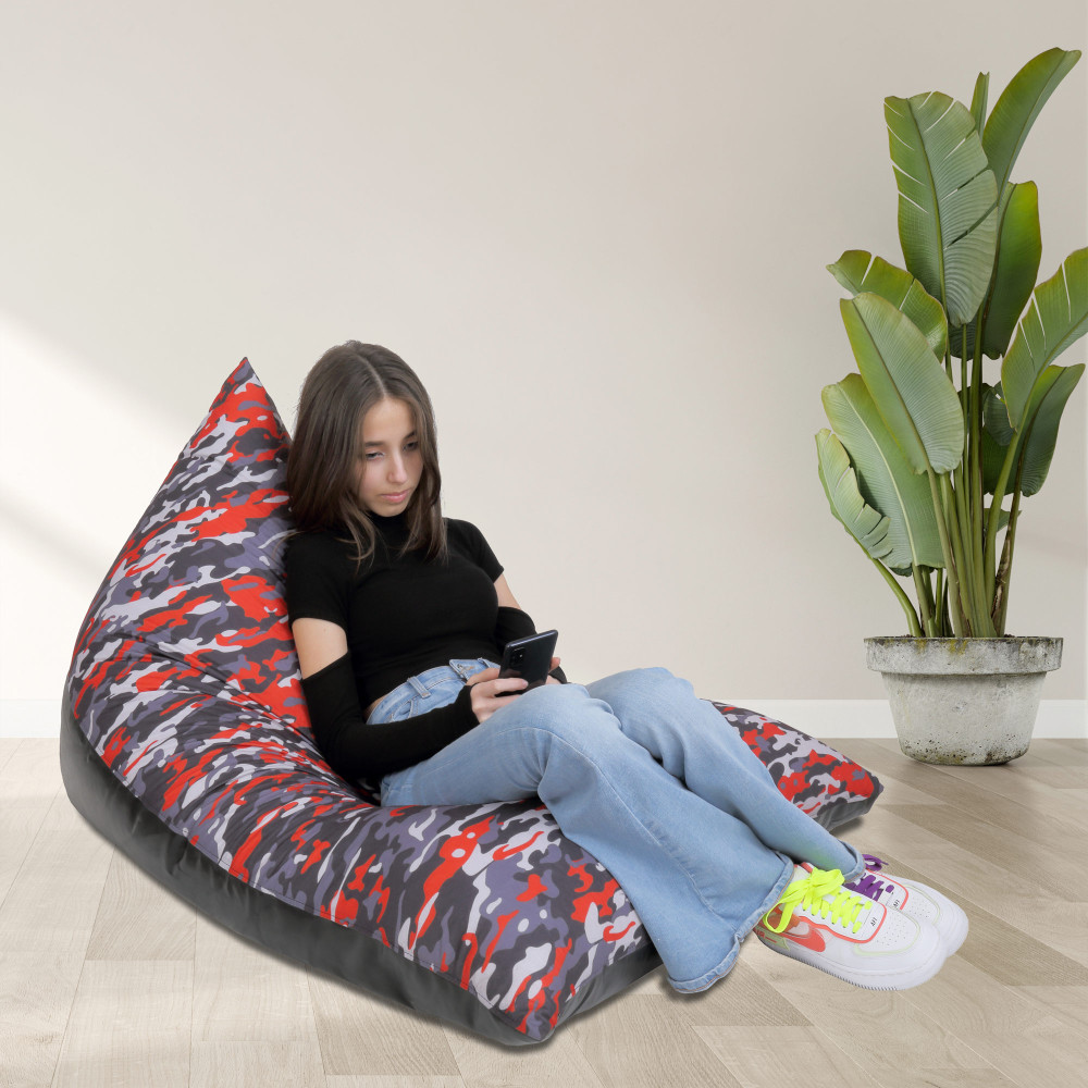 Fotoliu puf Relax - camuflaj rosu/negru Fotoliu puf Relax - camuflaj rosu/negru