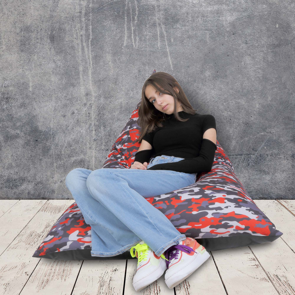 Fotoliu puf Relax - camuflaj rosu/negru Fotoliu puf Relax - camuflaj rosu/negru