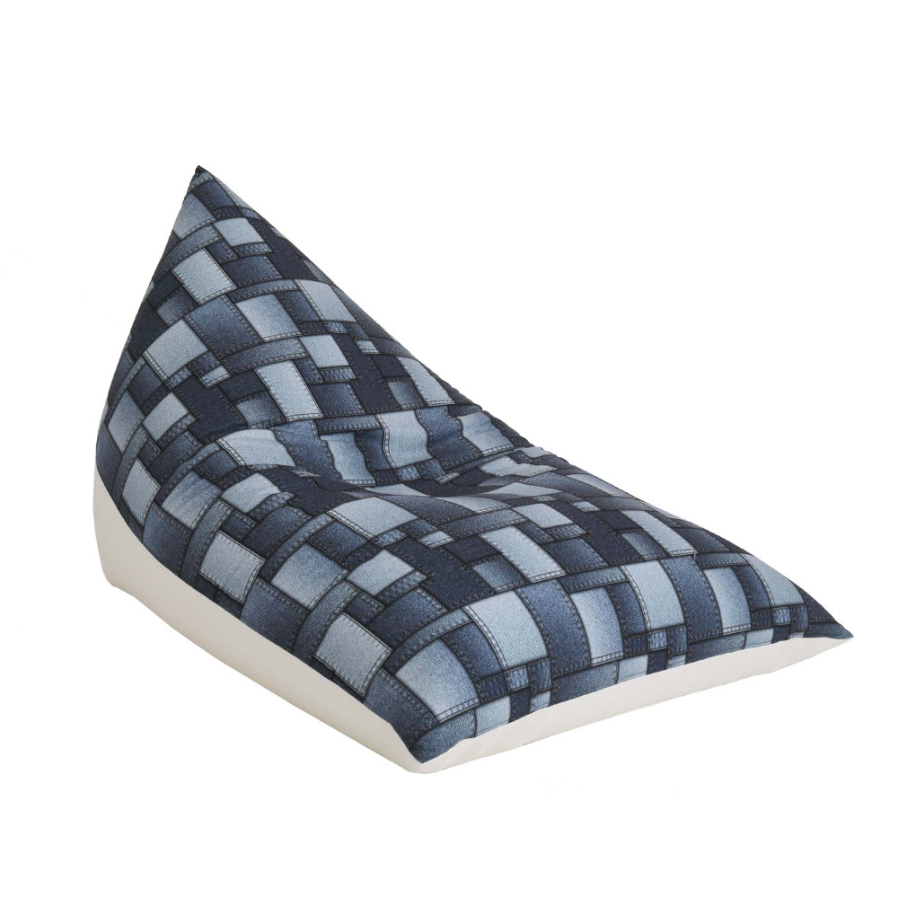 Fotoliu puf Relax - denim dreptunghi/alb Fotoliu puf Relax - denim dreptunghi/alb