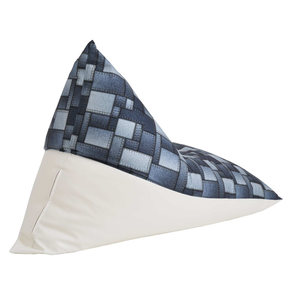 Fotoliu puf Relax - denim dreptunghi/alb Fotoliu puf Relax - denim dreptunghi/alb