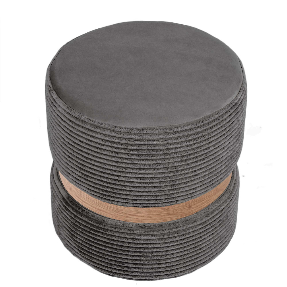 Taburet Ring - inel stejar - stofa L49 - gri petrol