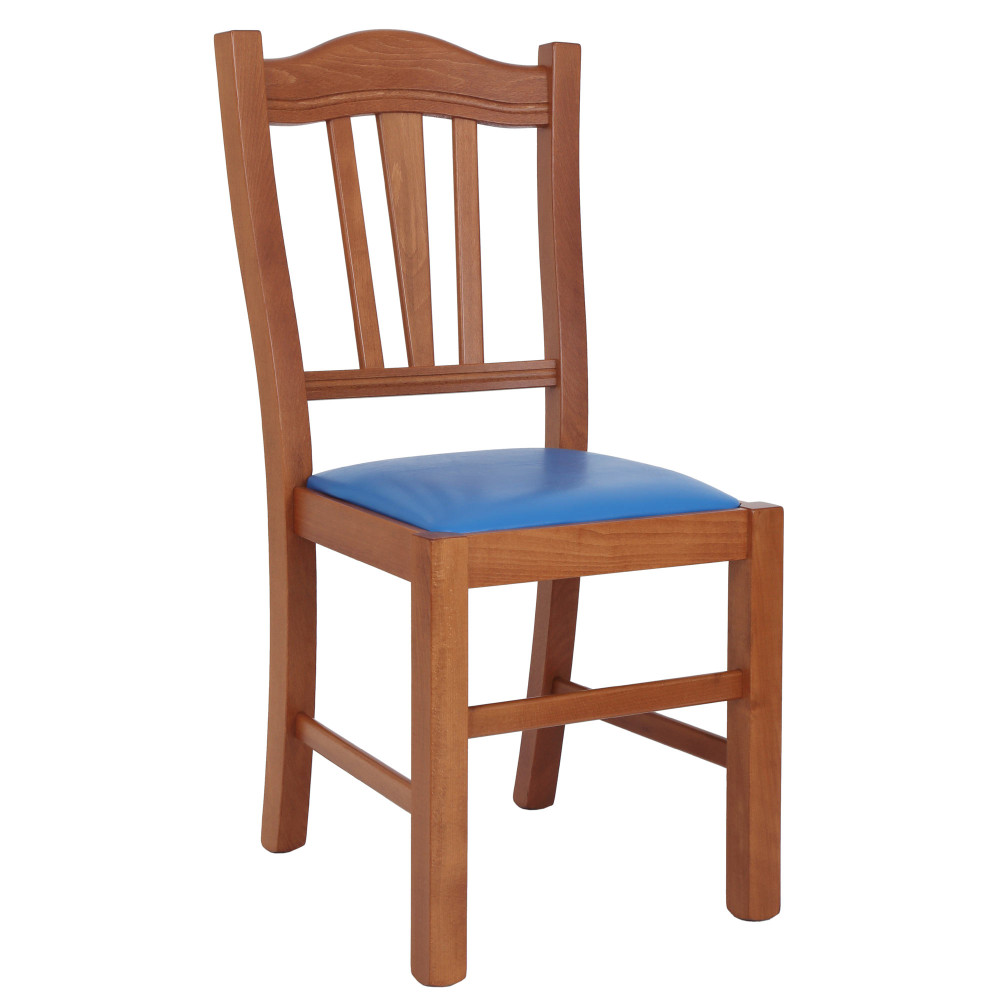 Scaun Silvana - cadru cires - imitatie piele albastru - 21898 Scaun Silvana - cadru cires - imitatie piele albastru - 21898